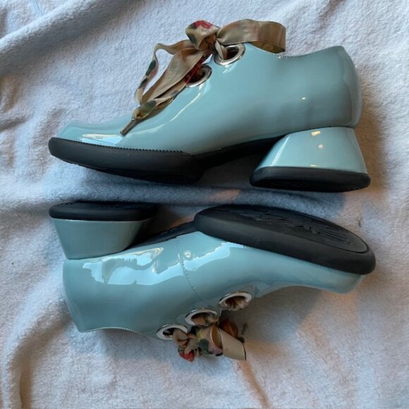 John Fluevog Paulson Light Blue Size 7 Like New Never worn Chunky Retro Boho Vog - Picture 9 of 16